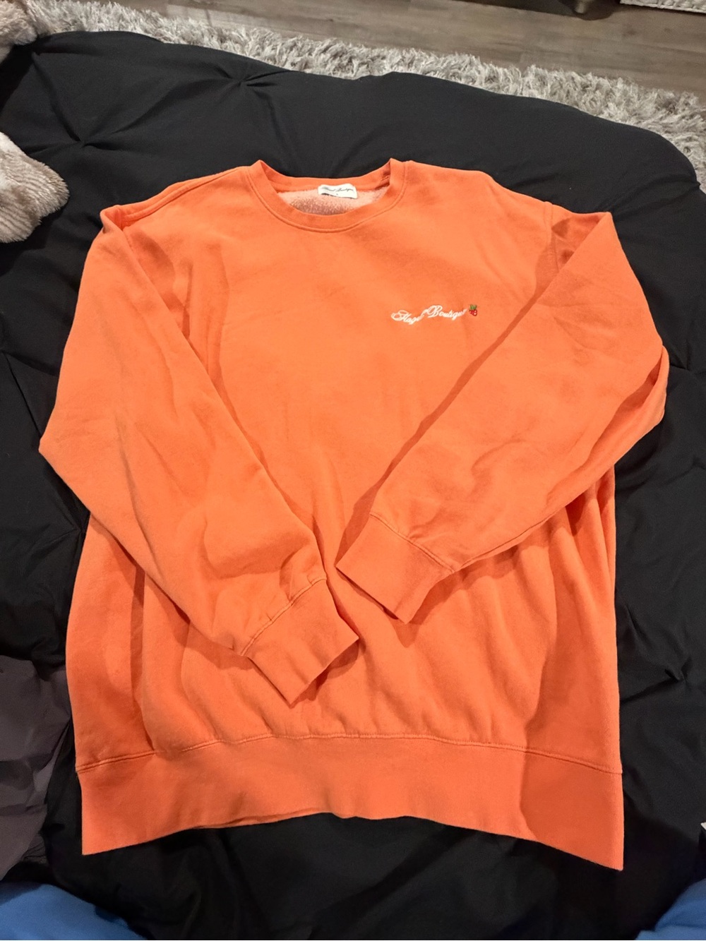 hazel Orange Crewneck Sweater with Subtle Logo